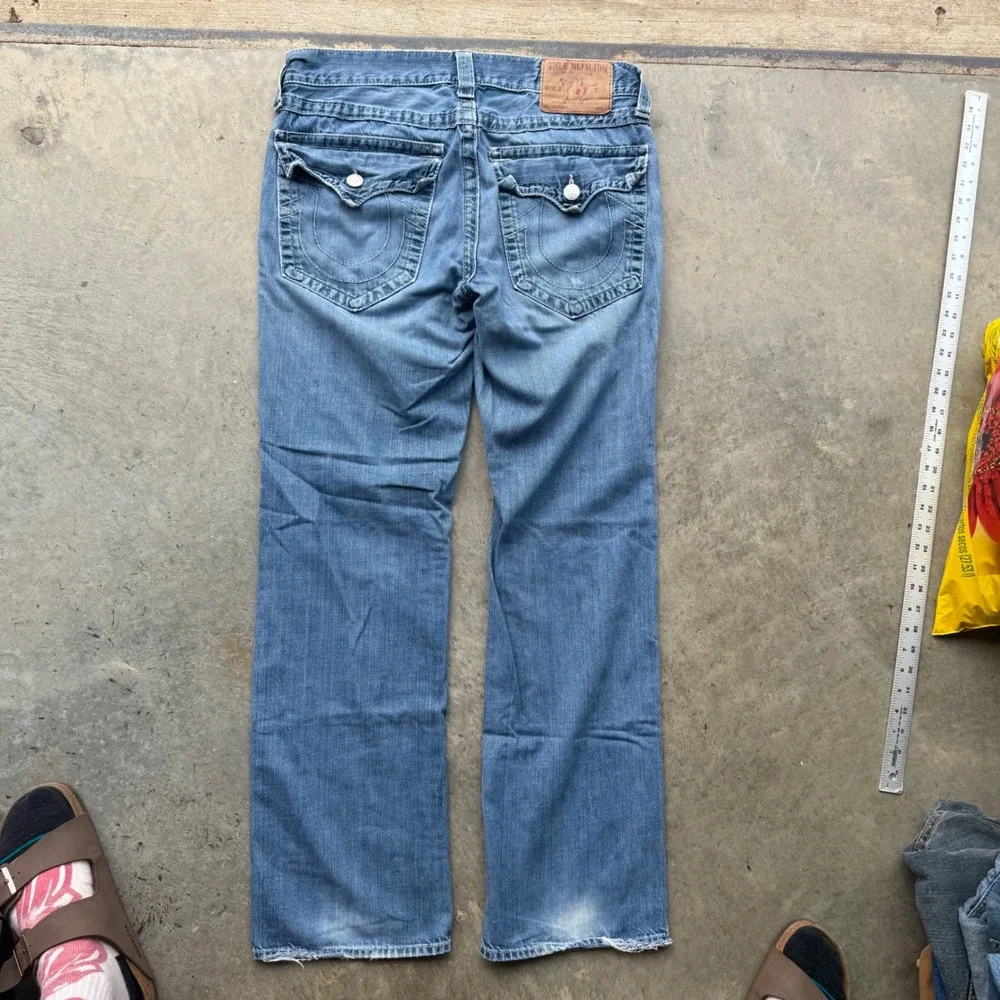 True Religion Ricky Straight Leg Jeans Mens 35 Blue Made in USA Denim Pants